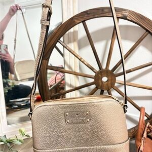 kate spade Metallic Gold Pebbled Leather Crossbody
